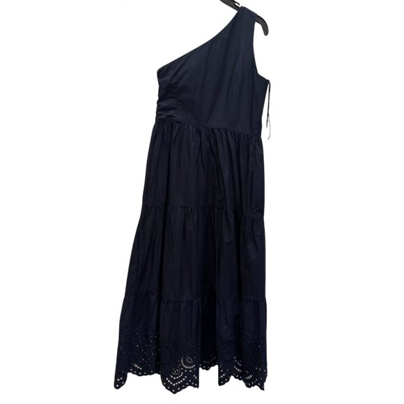 Gap Navy One Shoulder Eyelet Hem Midi Dress 0P NEW - Picture 4 of 10